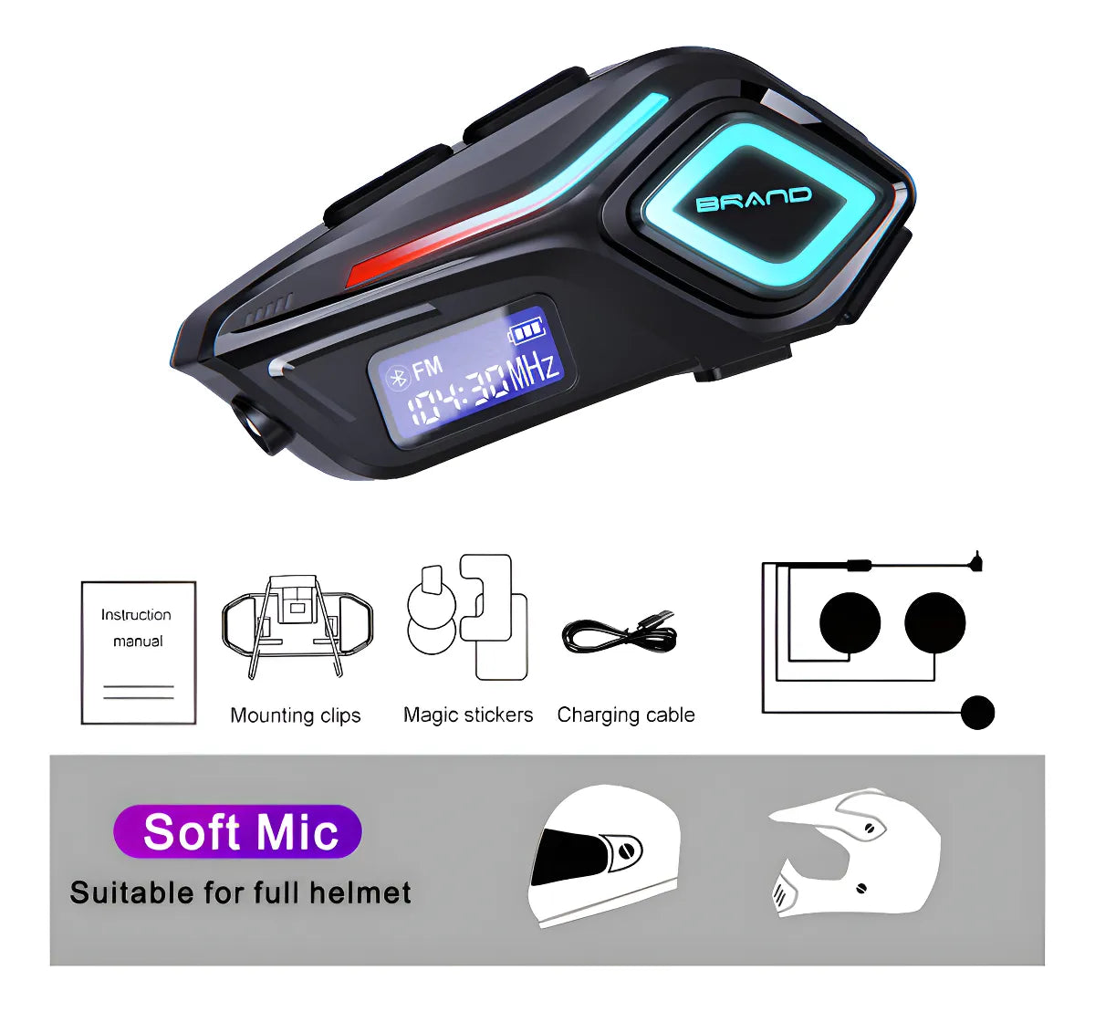 Micrófono + Auricular Bluetooth K08 para Casco